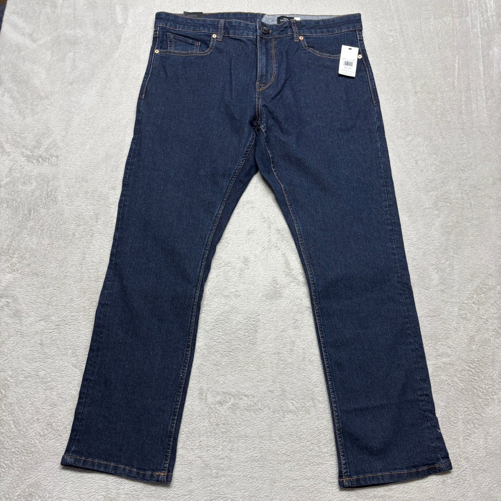 Volcom Jeans Mens 36 (37x30) Vorta Slim Straight Dark Indigo Stretch Denim NEW